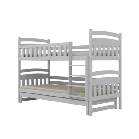 Łóżko piętrowe JULITA 180x90 białe drewniane trzyosobowe