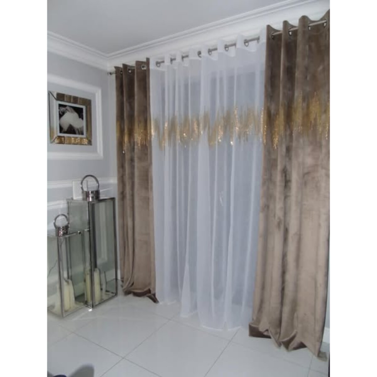 zasłona welurowa ecg gold 140x250 cm beżowy