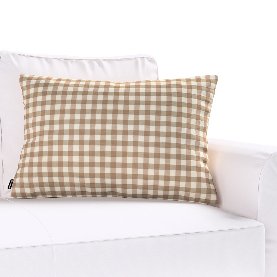 Poszewka Kinga na poduszkę prostokątną 60x40 beżowo-biała kratka (1,5x1,5cm)