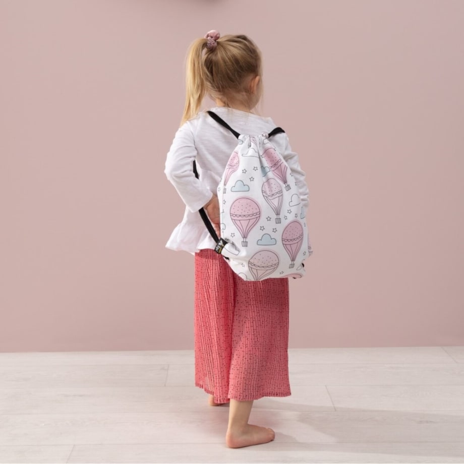 Worek plecak Kiddy, różowe i turkusowe piórka, 28x40cm, Magic Collection