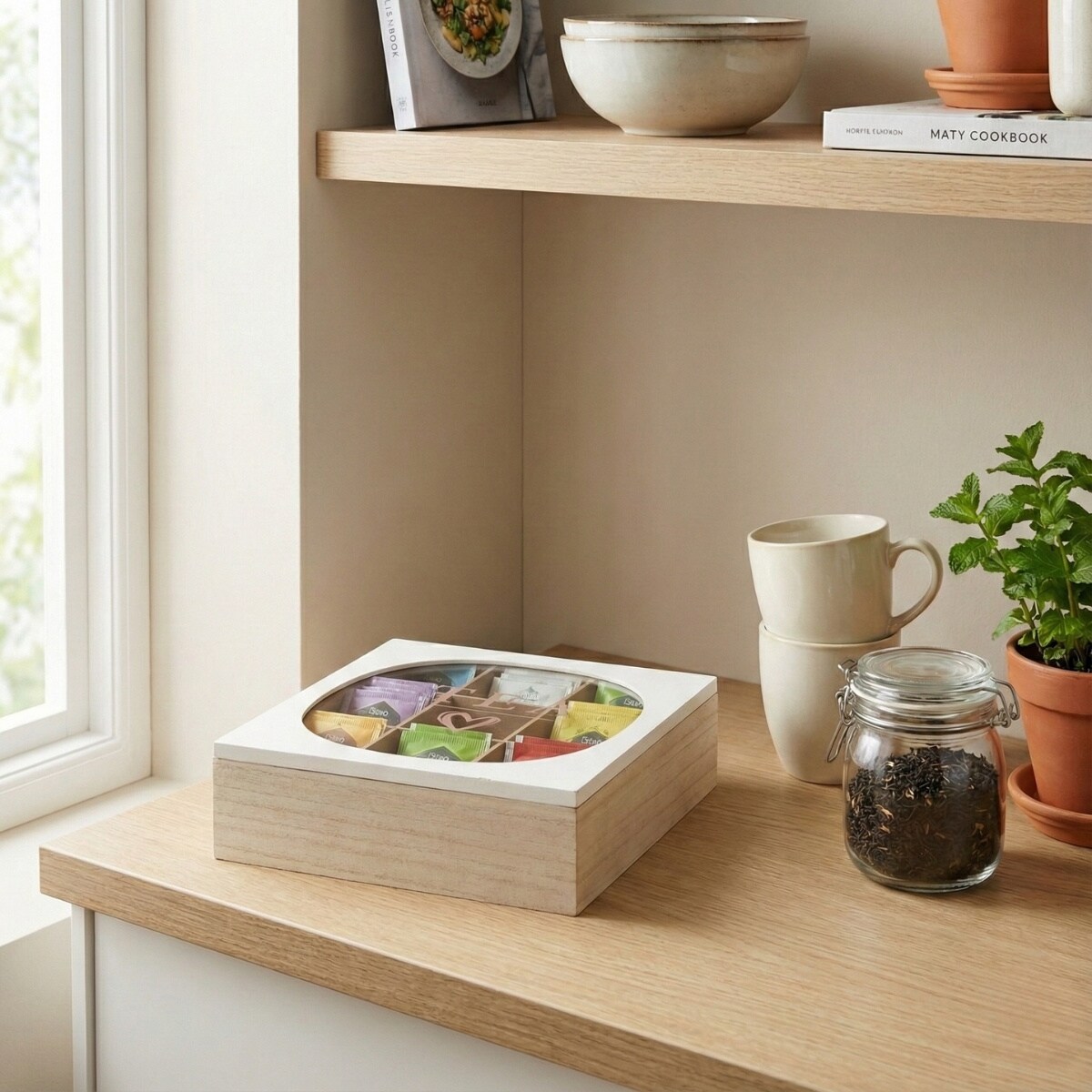 Herbaciarka ze szklanym wiekiem ZEN, 24 x 24 x 7 cm