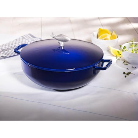STAUB Żeliwna patelnia do duszenia z pokrywką 28 cm, niebieski