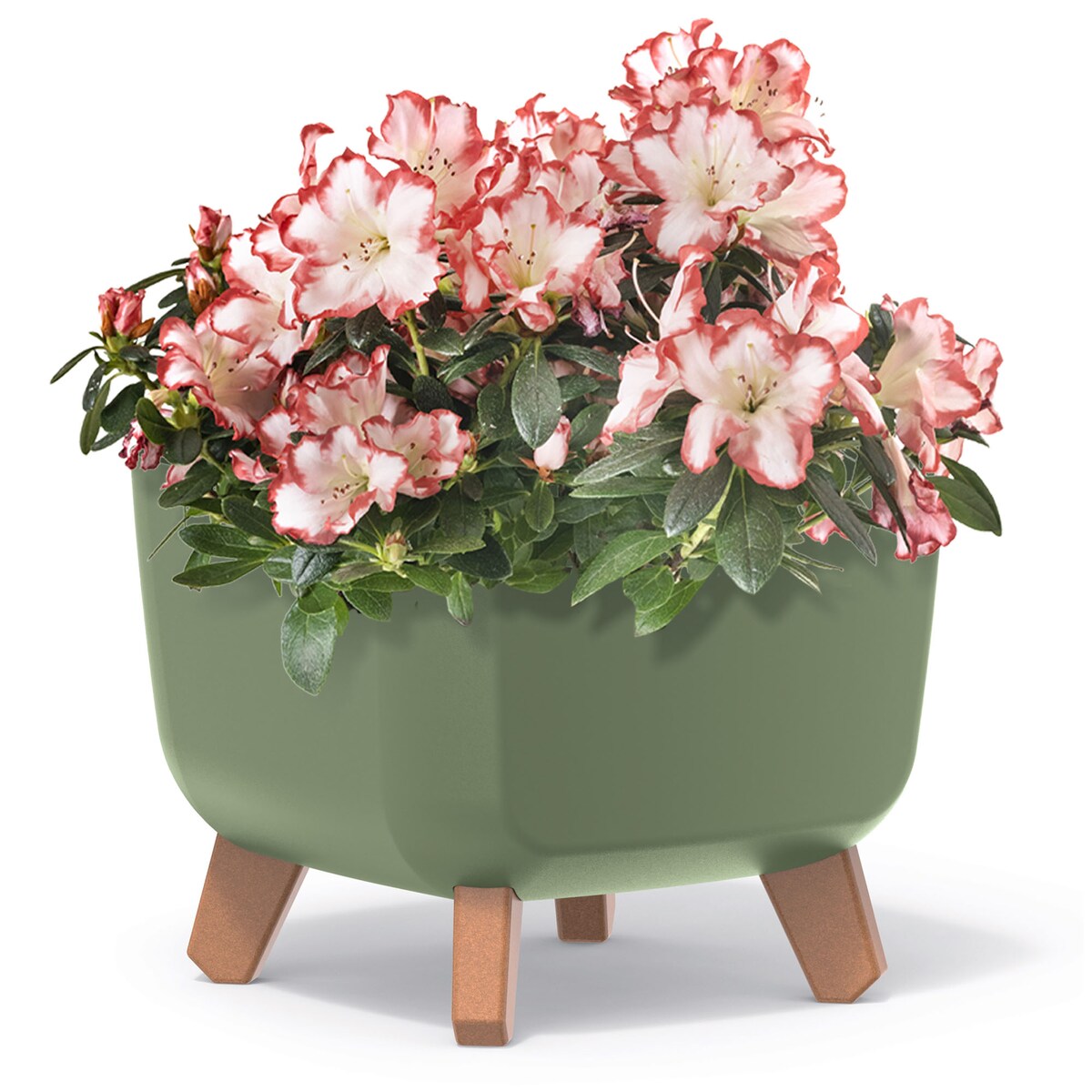 Doniczka Donica Ogrodowa 24 Cm Na Nóżkach Dekoracyjna Zielony