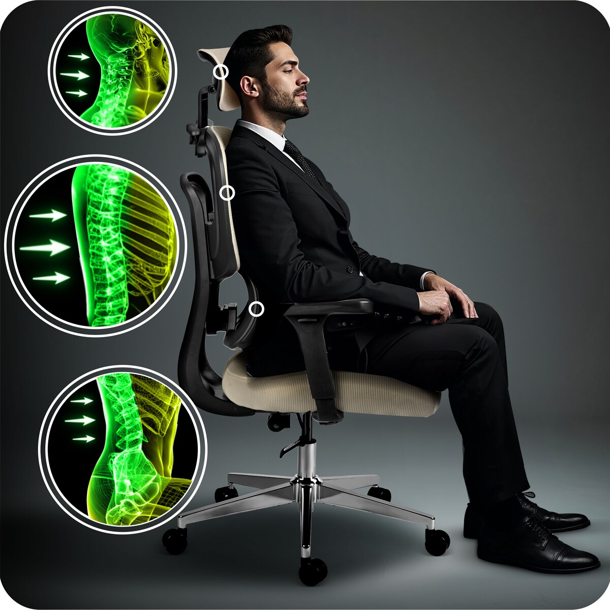 Fotel biurowy obrotowy ergonomiczny krzesło Sofotel Talin szare