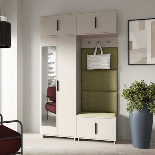 Beżowa garderoba Napoli wersja 1 panele Trinity 27