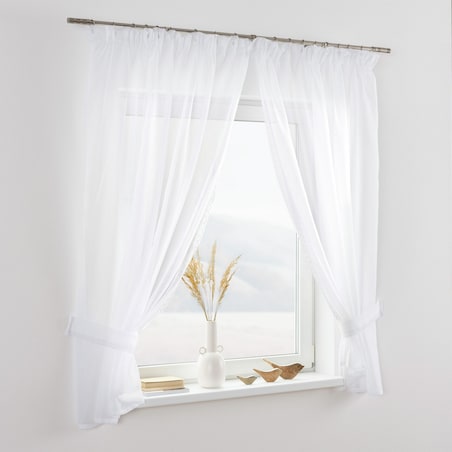 Firany z koronką Lily 2 szt. krótkie 140x150 biały