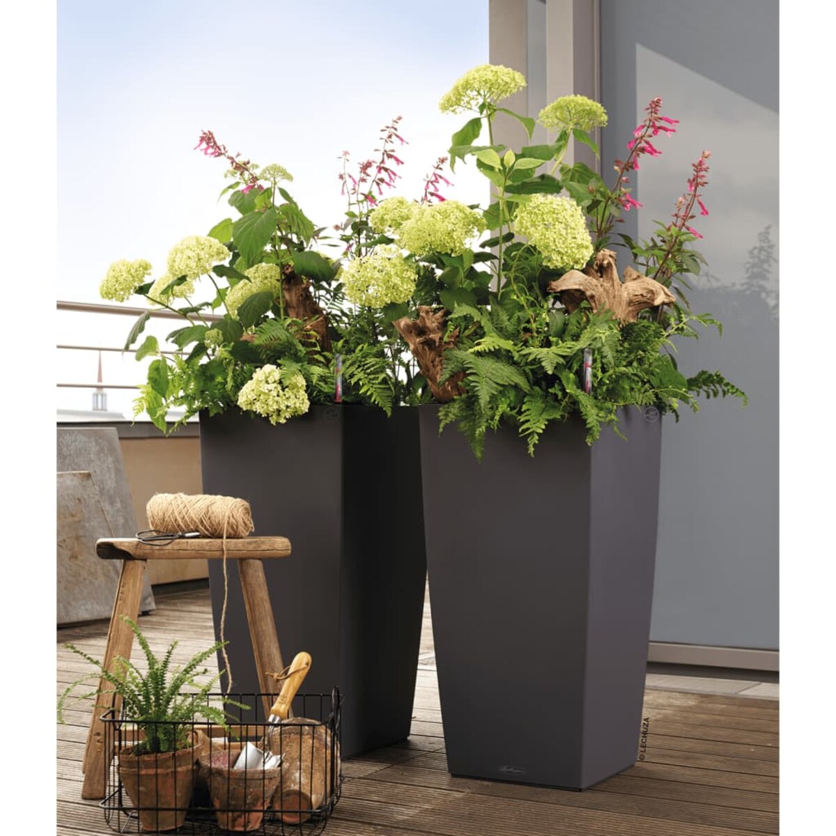 LECHUZA Donica Cubico Color 40 ALL-IN-ONE, szary łupkowy, 13158