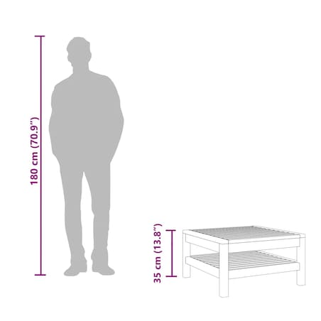 vidaXL Stolik kawowy, 65 x 65 x 35 cm, lite drewno akacjowe