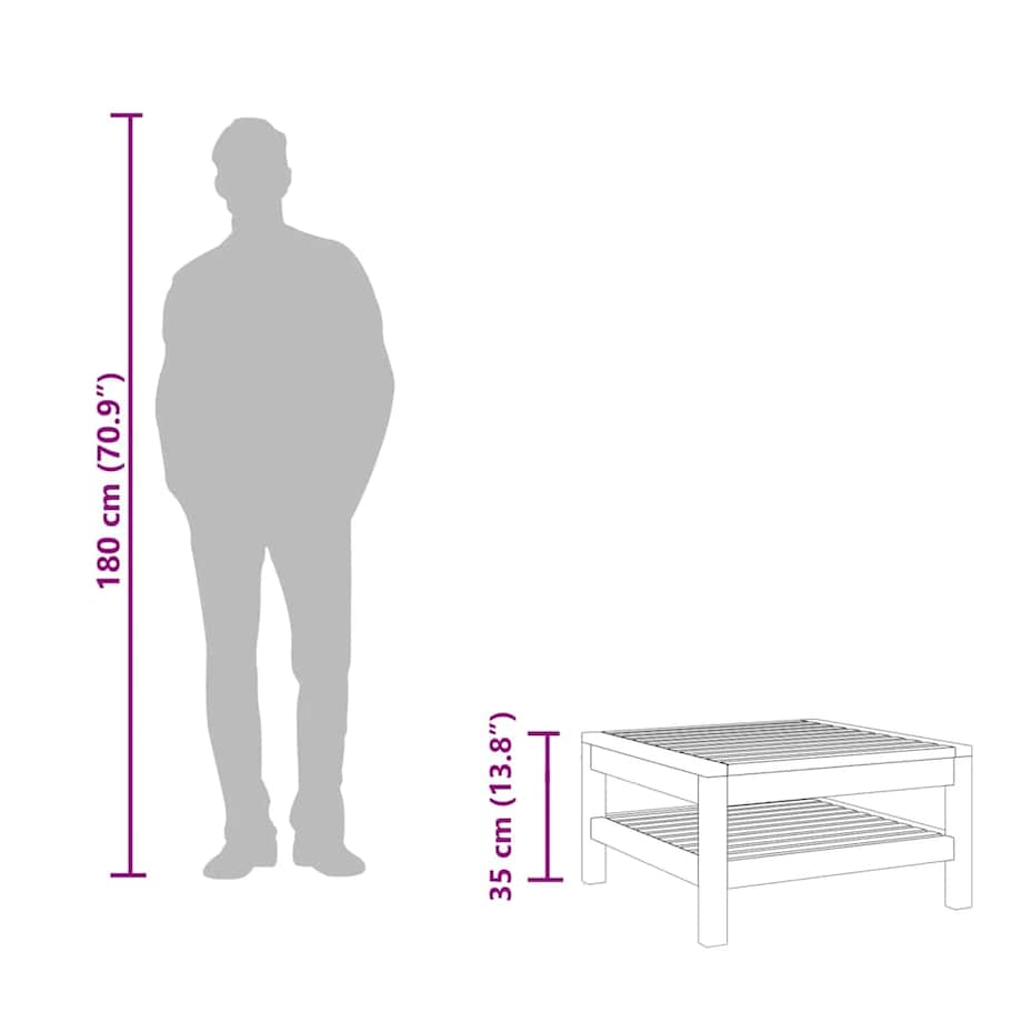 vidaXL Stolik kawowy, 65 x 65 x 35 cm, lite drewno akacjowe