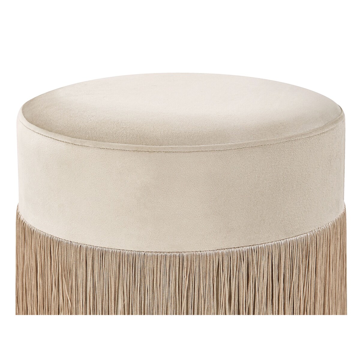 Puf z frędzlami ⌀ 36 cm beżowoszary VIRGINIA