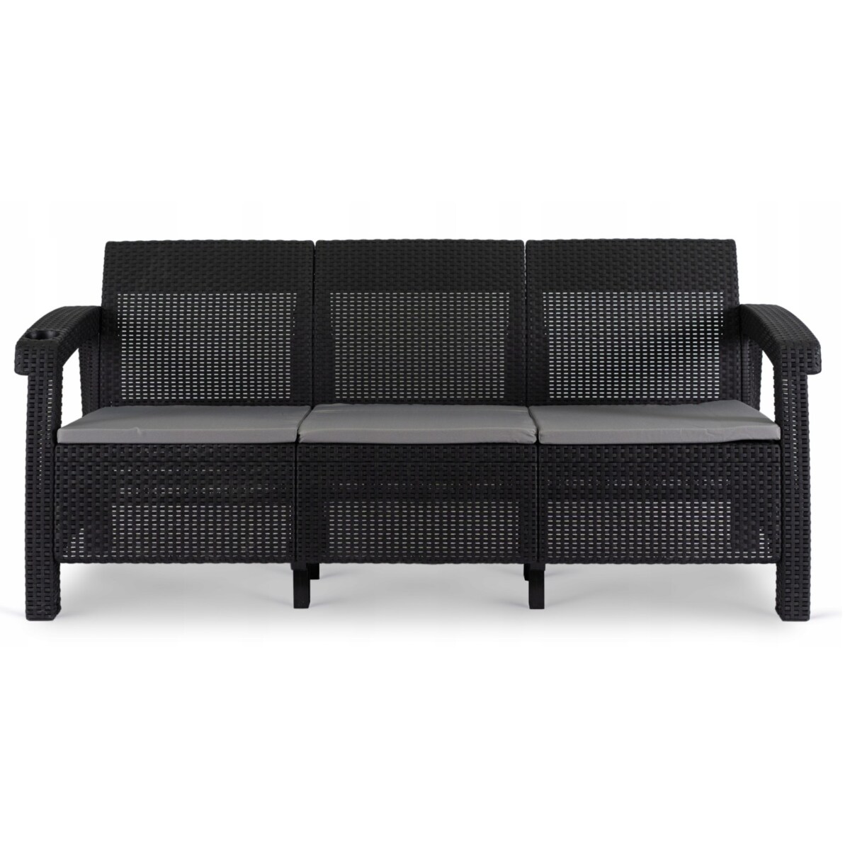 Sofa Kanapa Rattanowa Ława Ławka Ogrodowa Na Taras Ogród Czarna FLINT