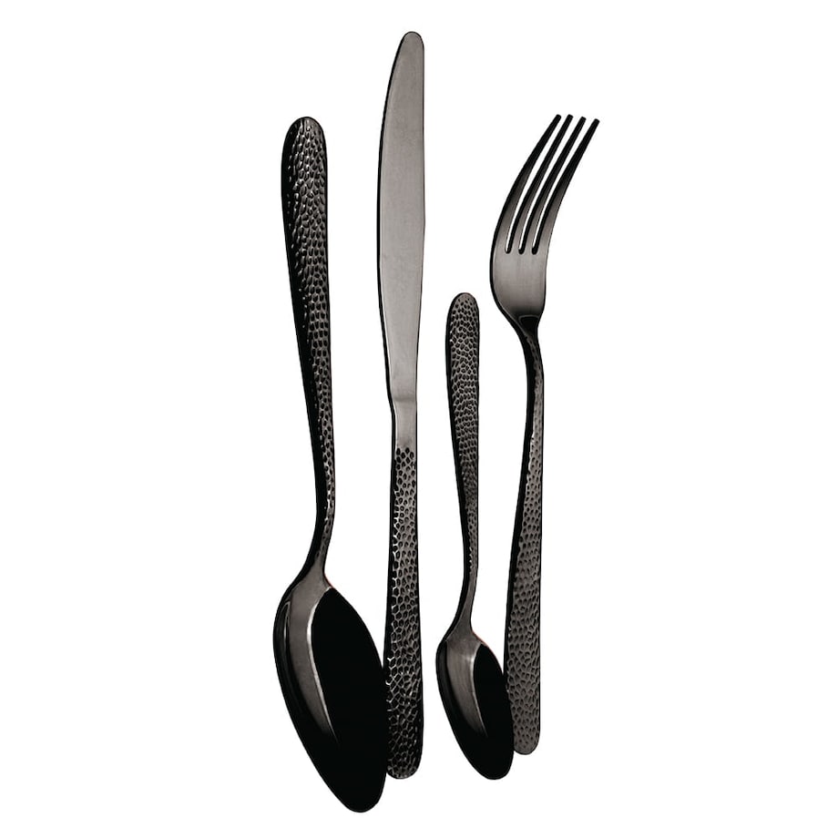 Komplet sztućców 24 elementy dla 6 osób błyszczące sztućce czarne BERLINGER HAUS Shiny Black