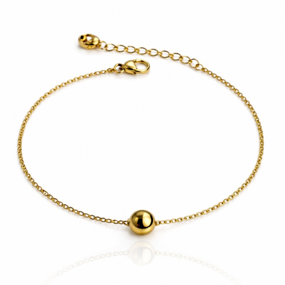 Bransoletka na rękę stal chirurgiczna pozłacana 14k złotem, Kuleczka BST1741