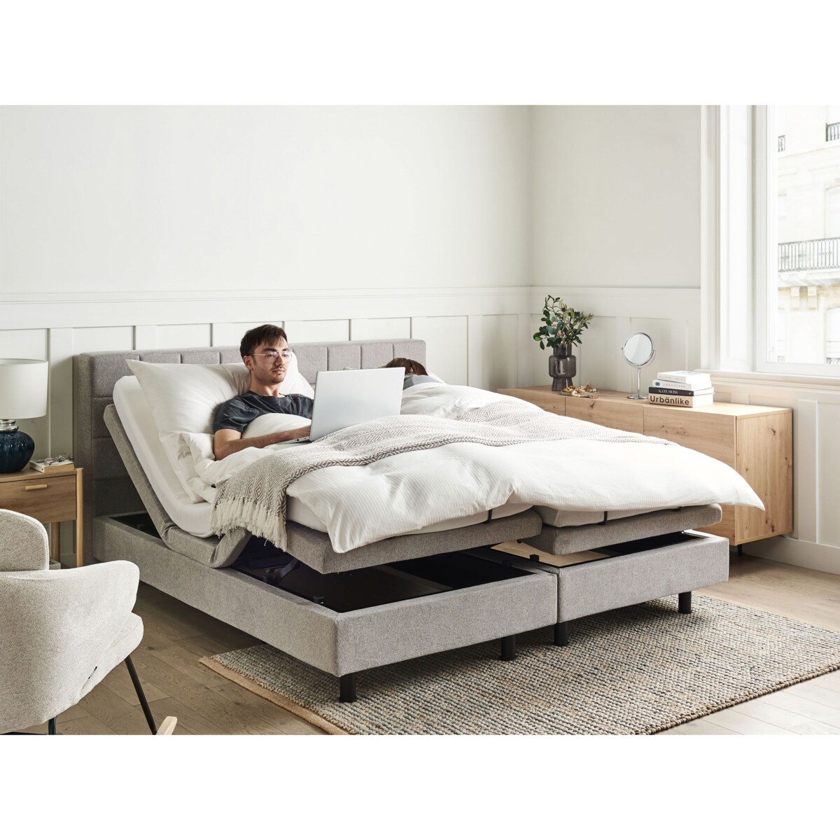 Łóżko regulowane DUKE 180 x 200 cm Jasnoszary