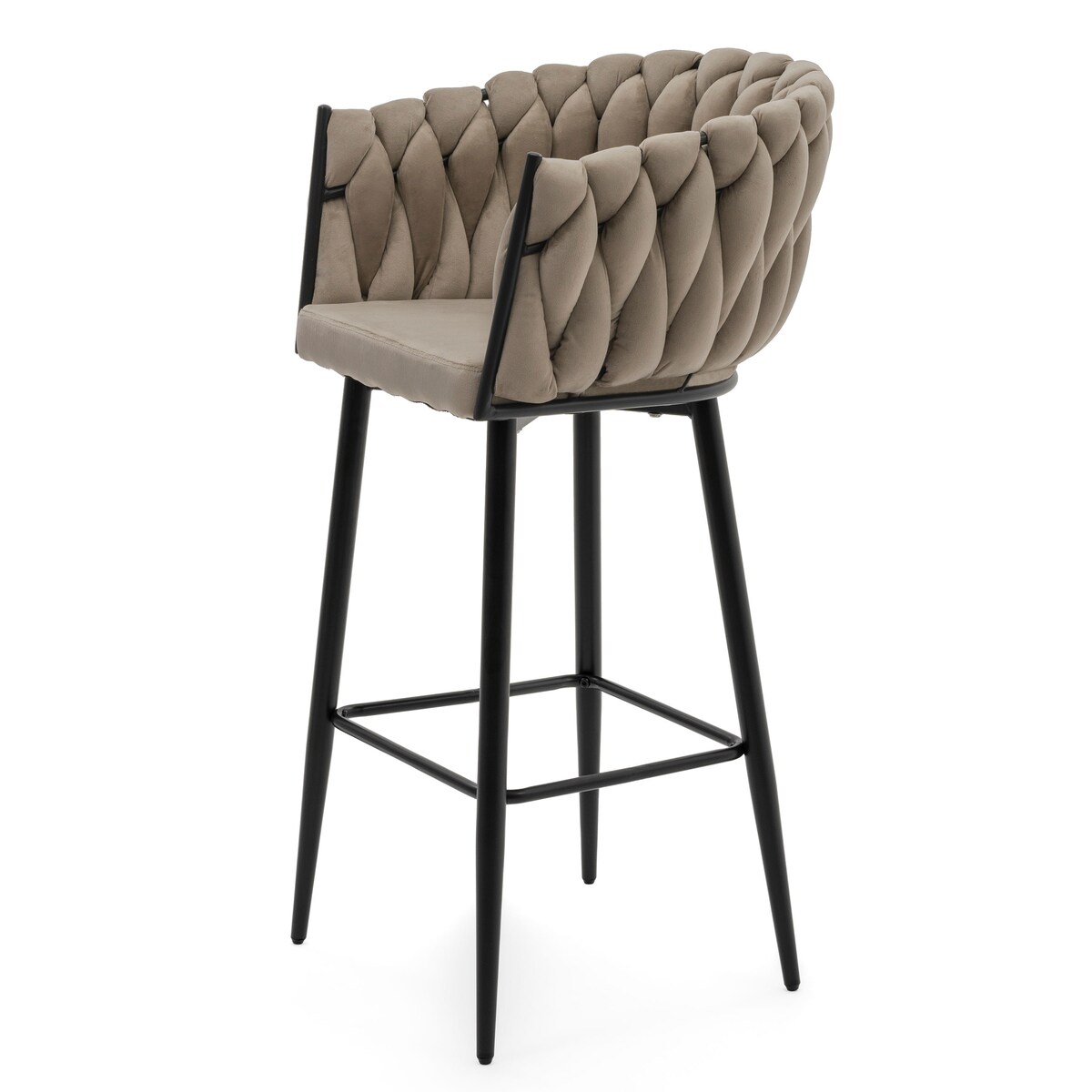 Hoker tapicerowany welurowy pleciony do salonu jadalni barowy glamour LATINA