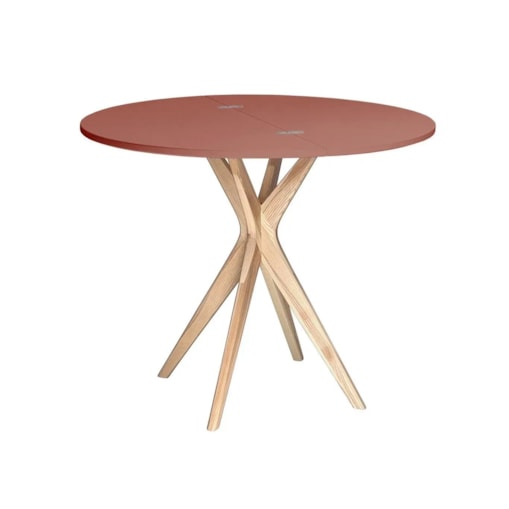 Stół półokrągły CUTTI 100x100 rozkładany koralowy/jesion