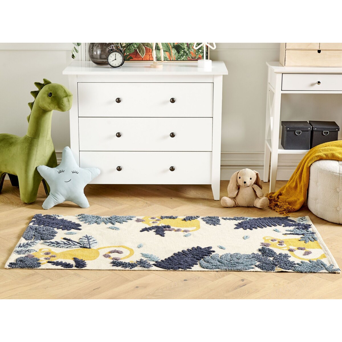 Dywan dziecięcy bawełniany w zwierzęcy wzór 80 x 150 cm wielokolorowy NAIBOS