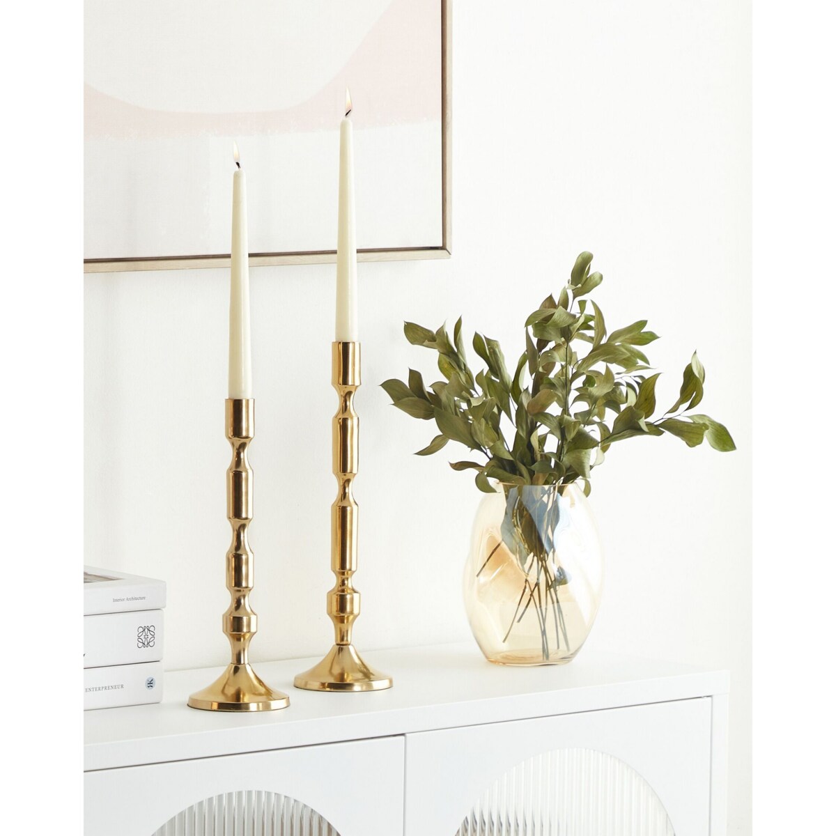 Zestaw 2 świeczników metalowy złoty DIKIRNIS