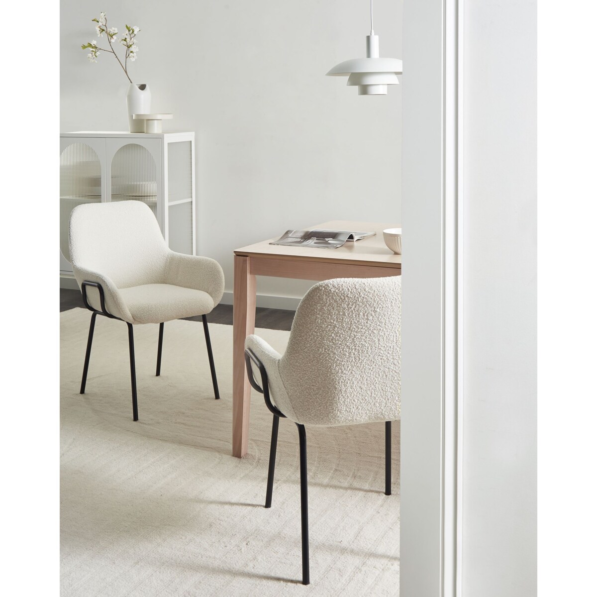 Krzesło do jadalni ALGONA Boucle Złamana biel