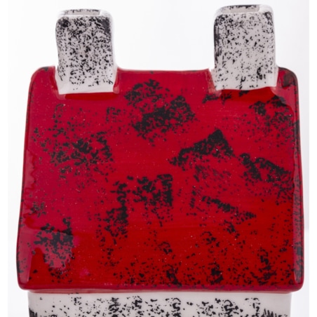 Domek ceramiczny biały z czerwonym dachem, 25x9x9 cm KEDOM