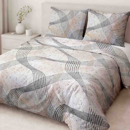 Poszewka dekoracyjna bawełniana 40x40 Flow szara w falujące linie, Cottonlove, Darymex
