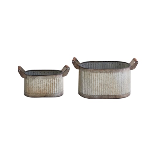 Zestaw 2 doniczek TULIPE Metal 31/41 cm Szary