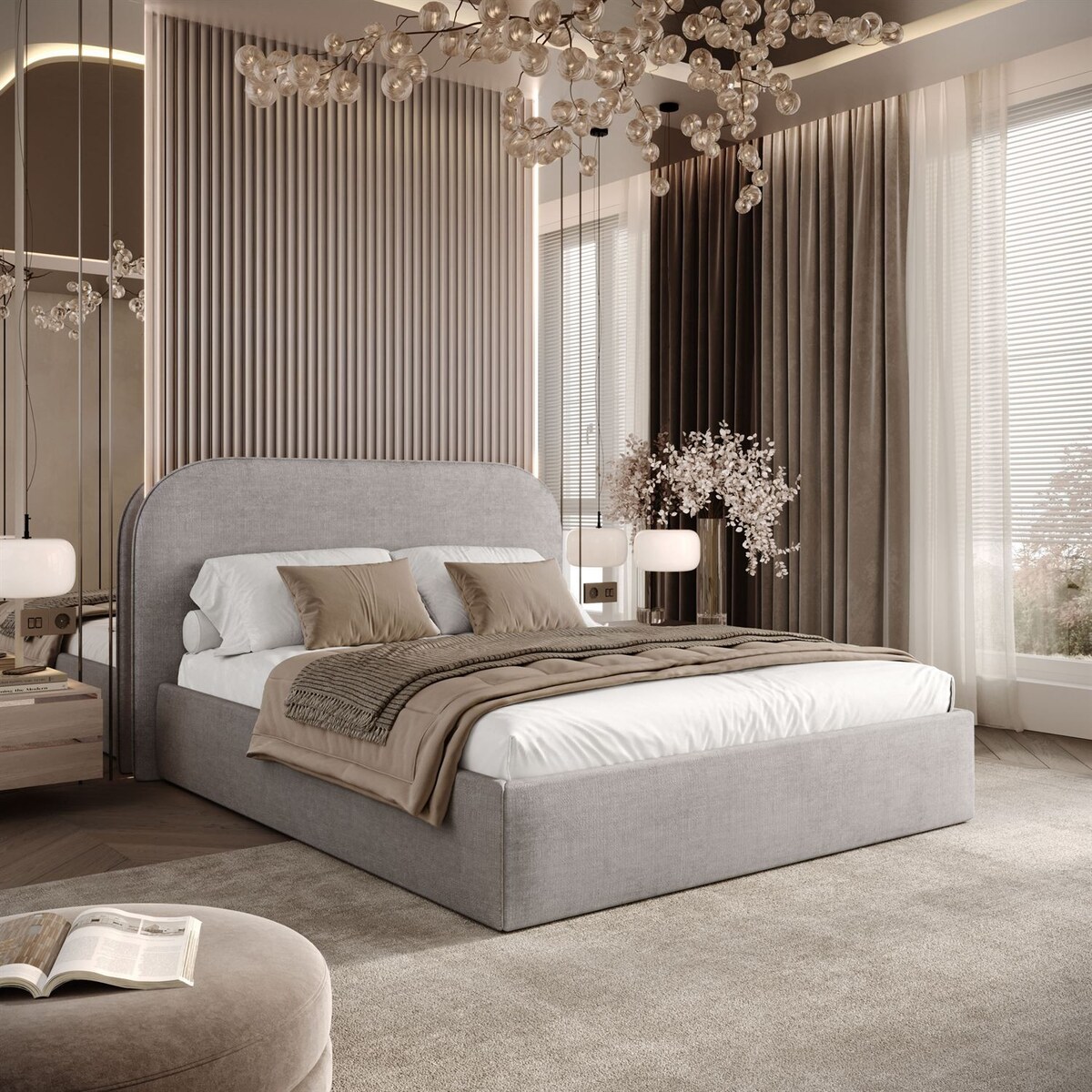 Łóżko tapicerowane OLIMPIA, pojemnik na pościel, s34, 120x200, Perfect Harmony 80