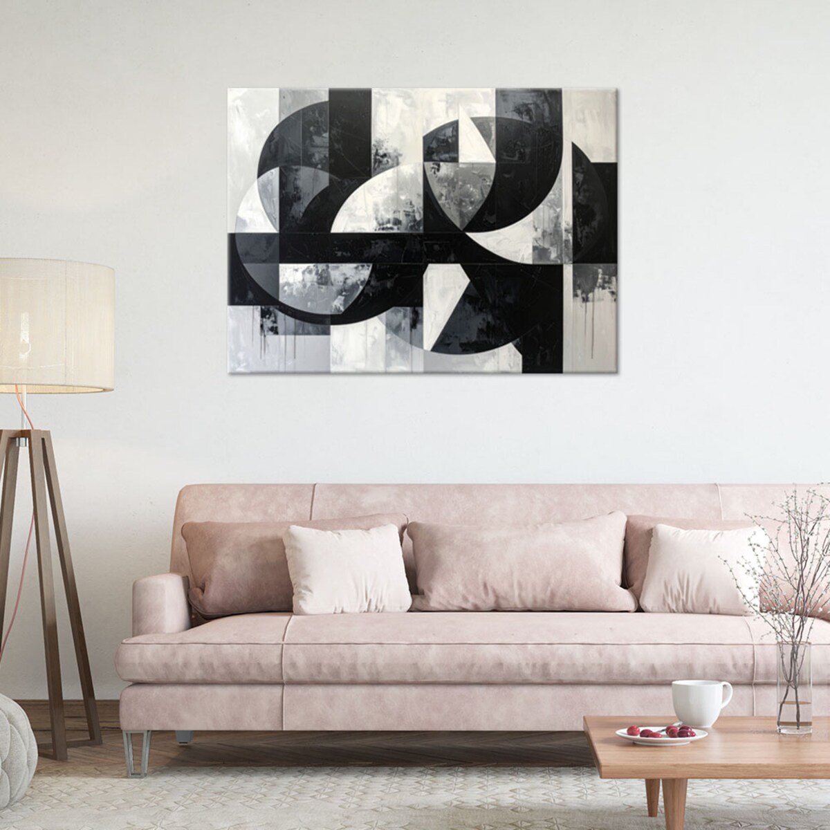Obraz do salonu biura kuchni, Abstrakcyjne koła kształty tekstura czarno biały
