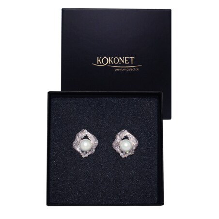 Kolczyki PERŁA w muszli eleganckie oryginalne błyszczące srebrne glam