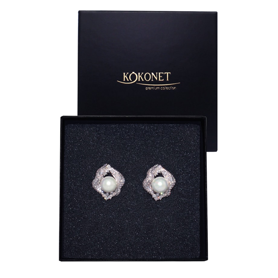 Kolczyki PERŁA w muszli eleganckie oryginalne błyszczące srebrne glam