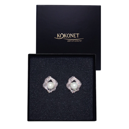 Kolczyki PERŁA w muszli eleganckie oryginalne błyszczące srebrne glam