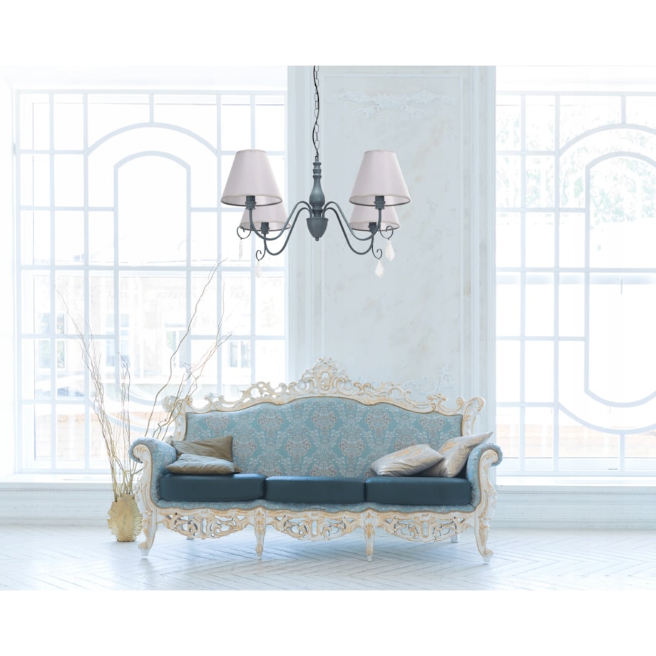 Lampa Sufitowa Wisząca Metal Kryształ Szara Grey