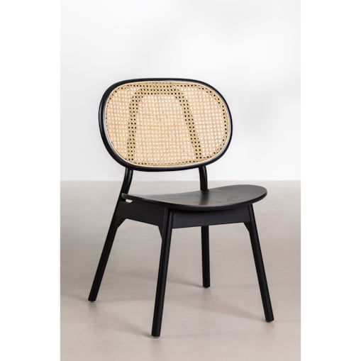 Krzesło drewniane z plecionką wiedeńską czarne Mulno