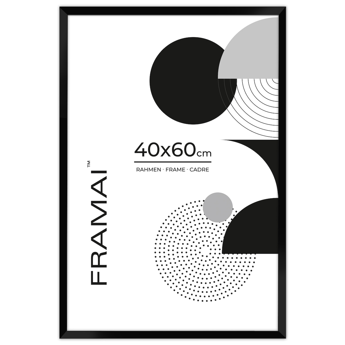 Ramka na zdjęcia 40x60 cm czarna rama MDF z plexi do powieszenia pion poziom klasyczna ramka FRAMAI