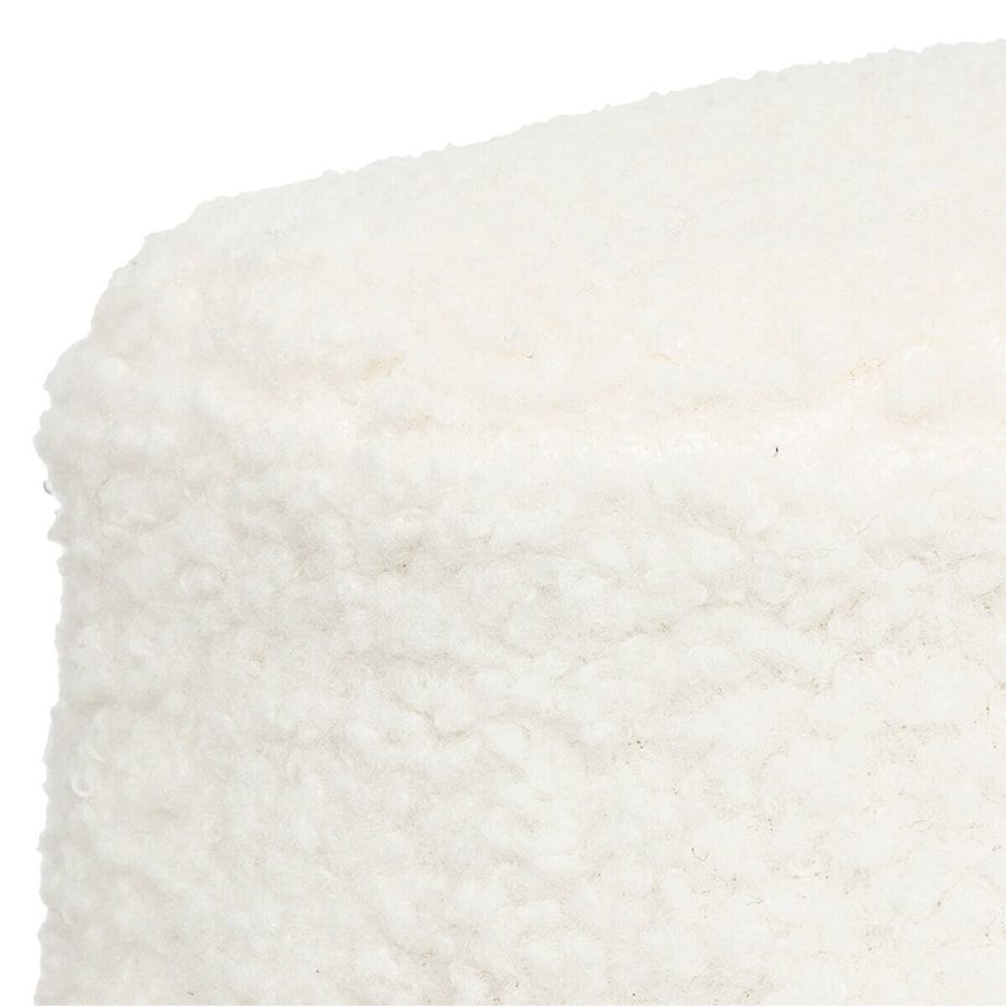 Pufa baranek z sosnowymi nogami BOUCL, 41 x 35 x 41,5 cm