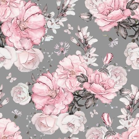 Tapeta pastelowe kwiaty róże liście natura