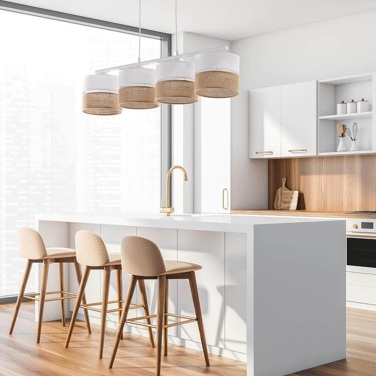 Lampa wisząca na listwie tuby Linobianco 6576 TK Lighting biała brązowa