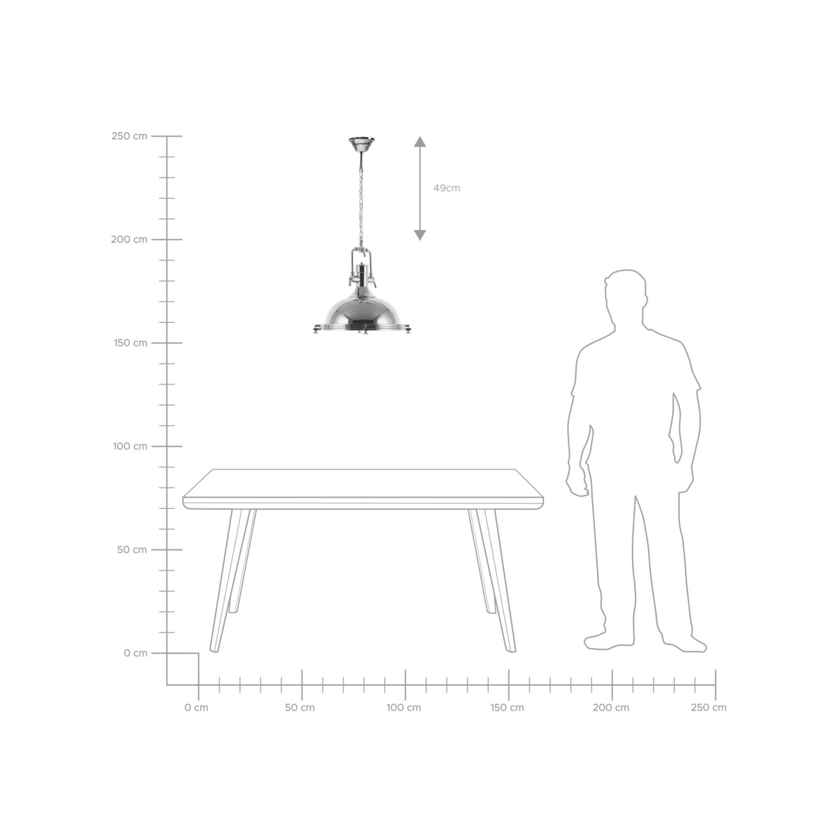 Lampa wisząca metalowa srebrna EBRON