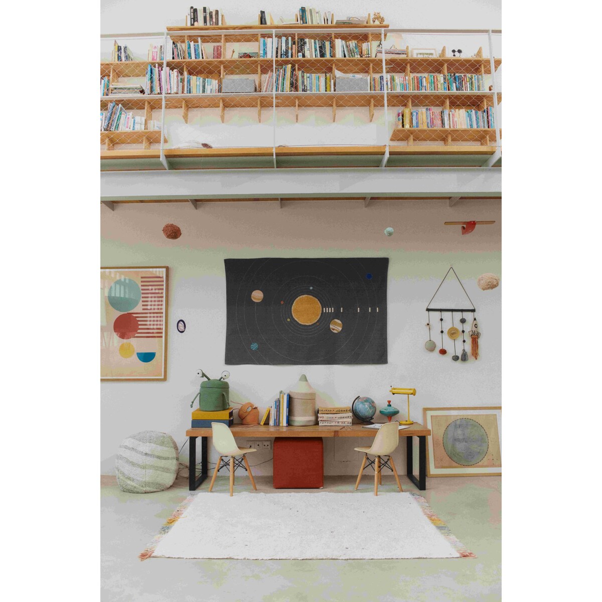 Dywan bawełniany Stardust do prania w pralce, 240x170 cm, "Mom, I want to be an astronaut" Lorena Canals