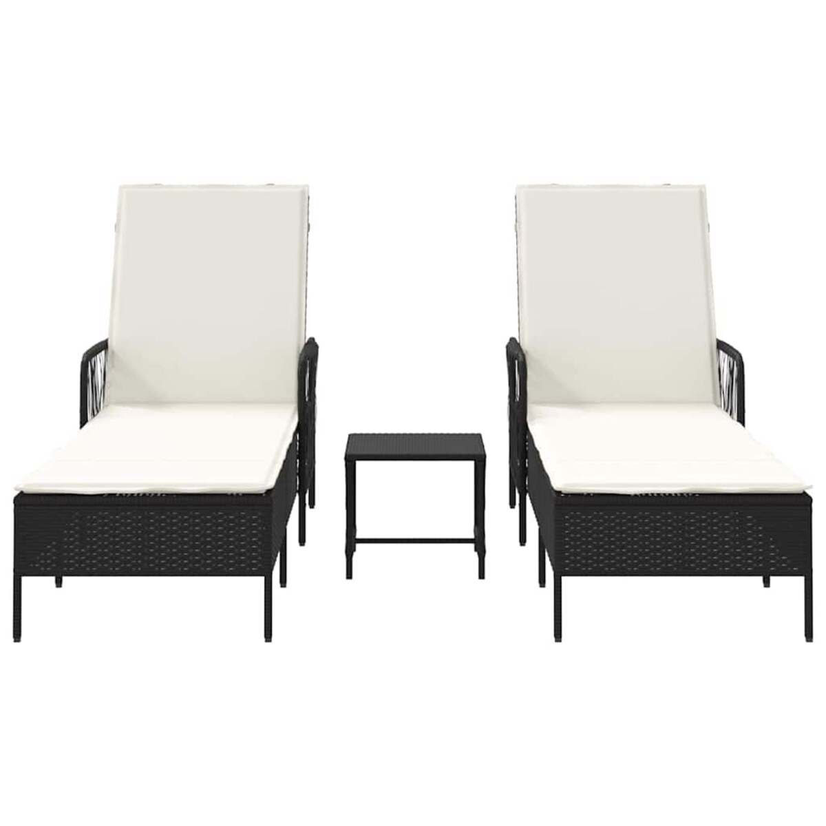 vidaXL Leżak z poduszką 2-osoba 2 pcs Czarny 35 x 35 x 32cm polirattan