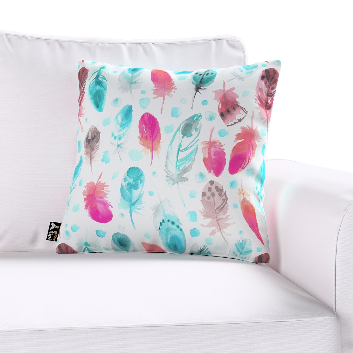 Poszewka Milly 60x60 różowe i turkusowe piórka