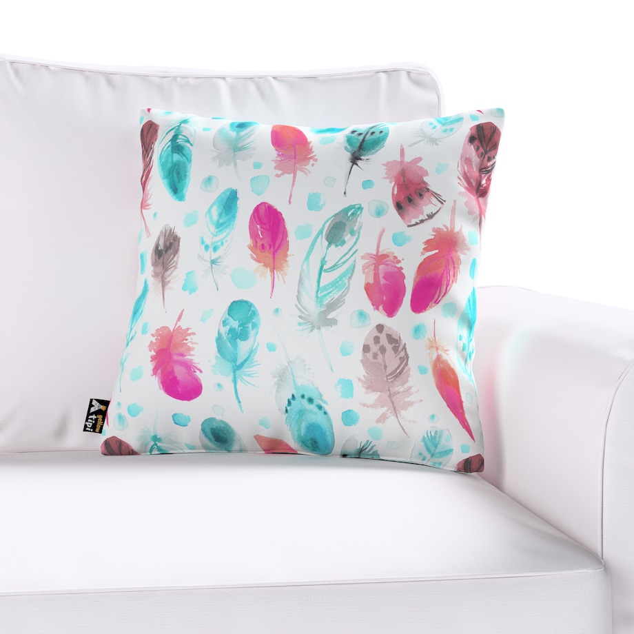 Poszewka Milly 60x60 różowe i turkusowe piórka