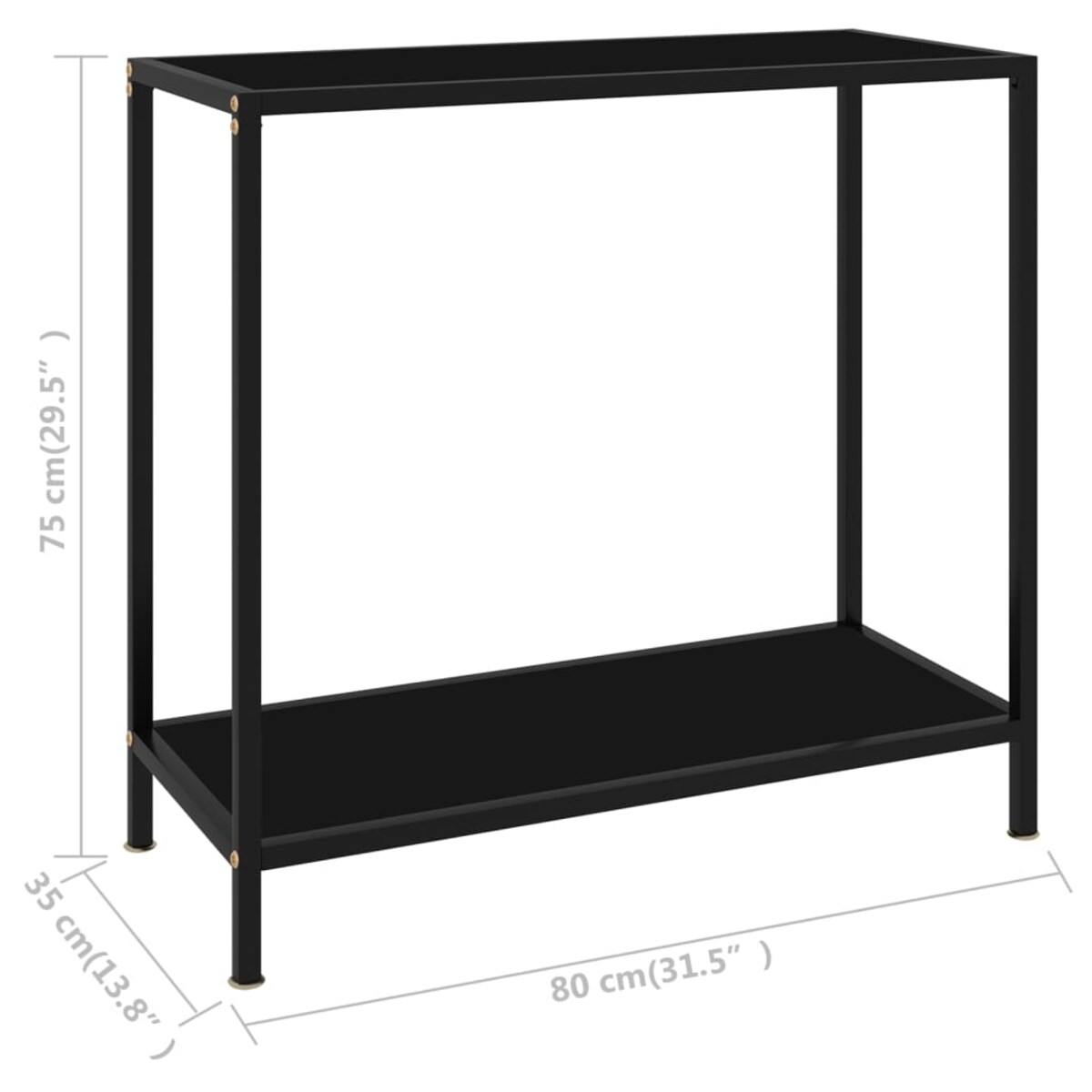 vidaXL Stolik konsolowy, czarny, 80x35x75 cm, szkło hartowane
