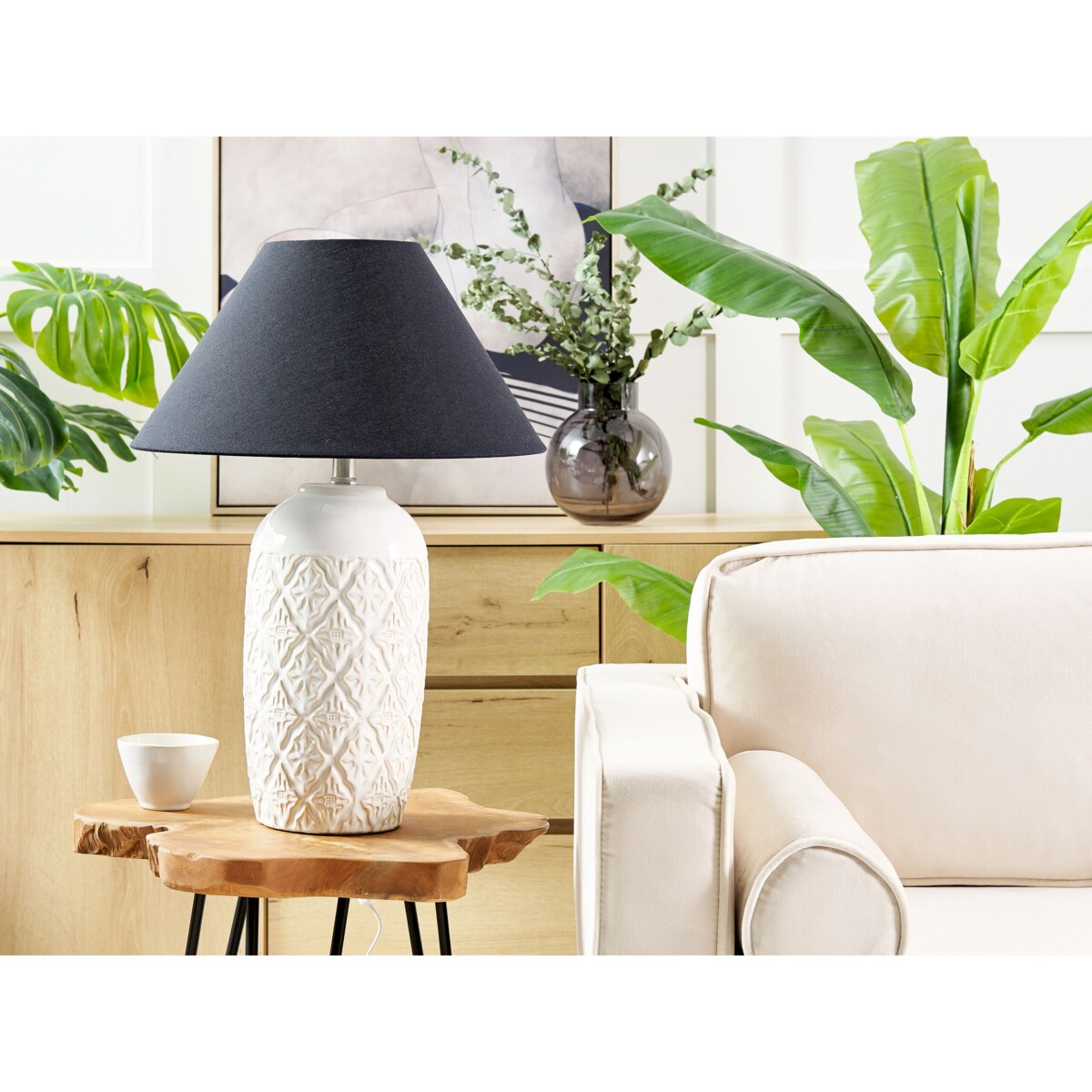 Lampa stołowa ceramiczna beżowa TELIRE