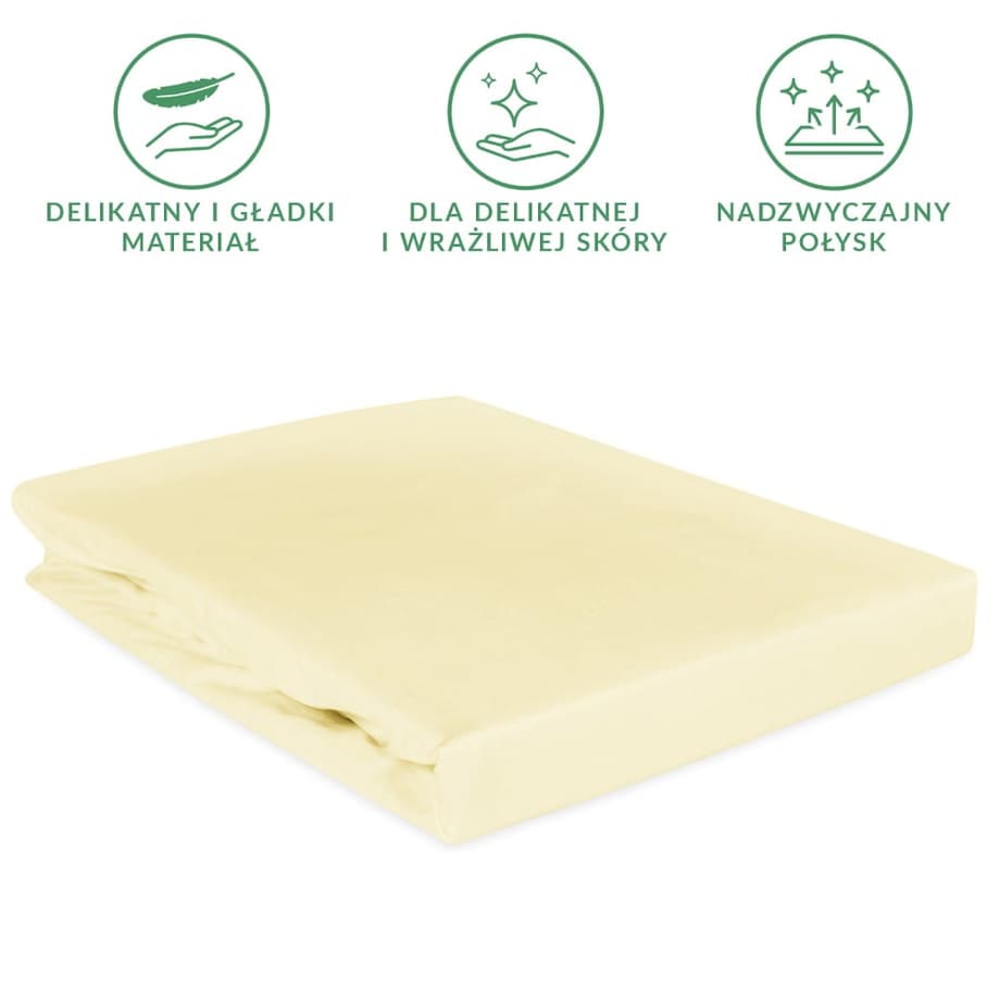 Prześcieradło satynowe z gumką kremowe 200 x 220 cm