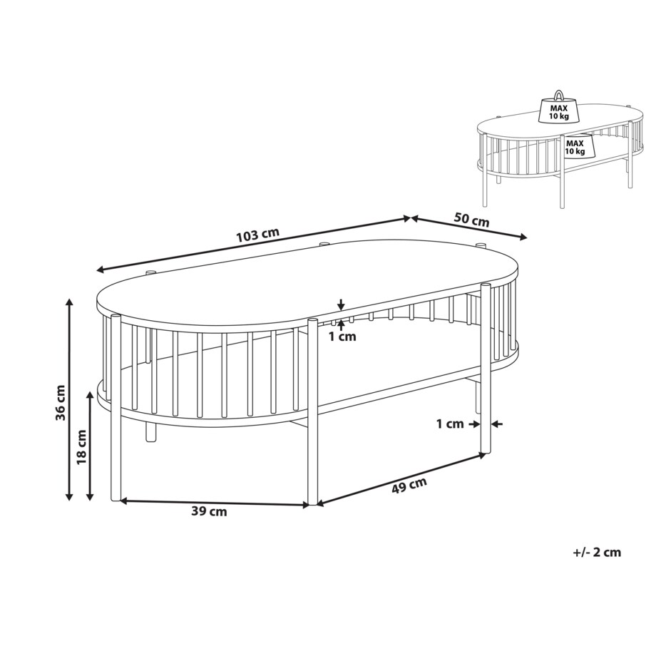 Stolik kawowy MDF Czarny OREANA