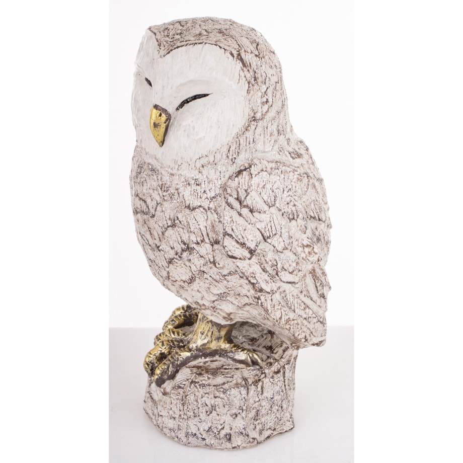 Dekoracja - biała sowa 23,5x11,5x11 cm UGLE