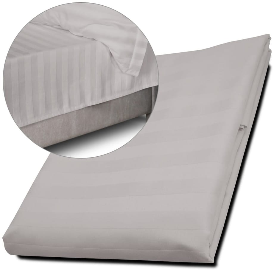 Prześcieradło bambusowe satyna bawełniana 220x260 Bamboo paski, szare