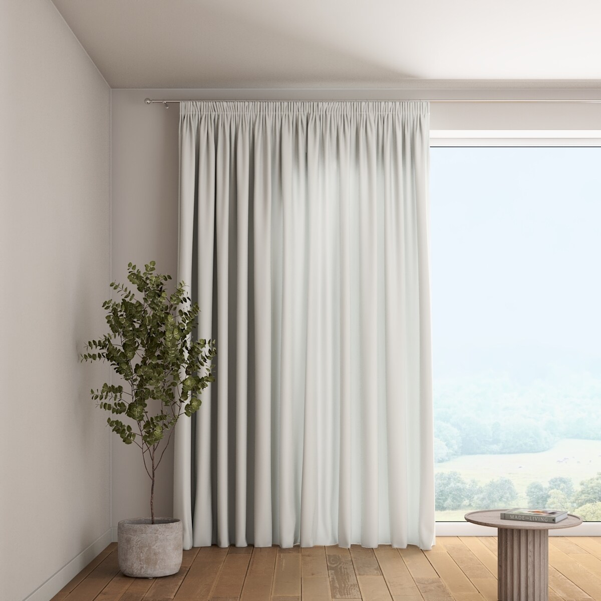 Zasłona na taśmie marszczącej 1 szt. 130x245 gołębi srebrny z połyskiem