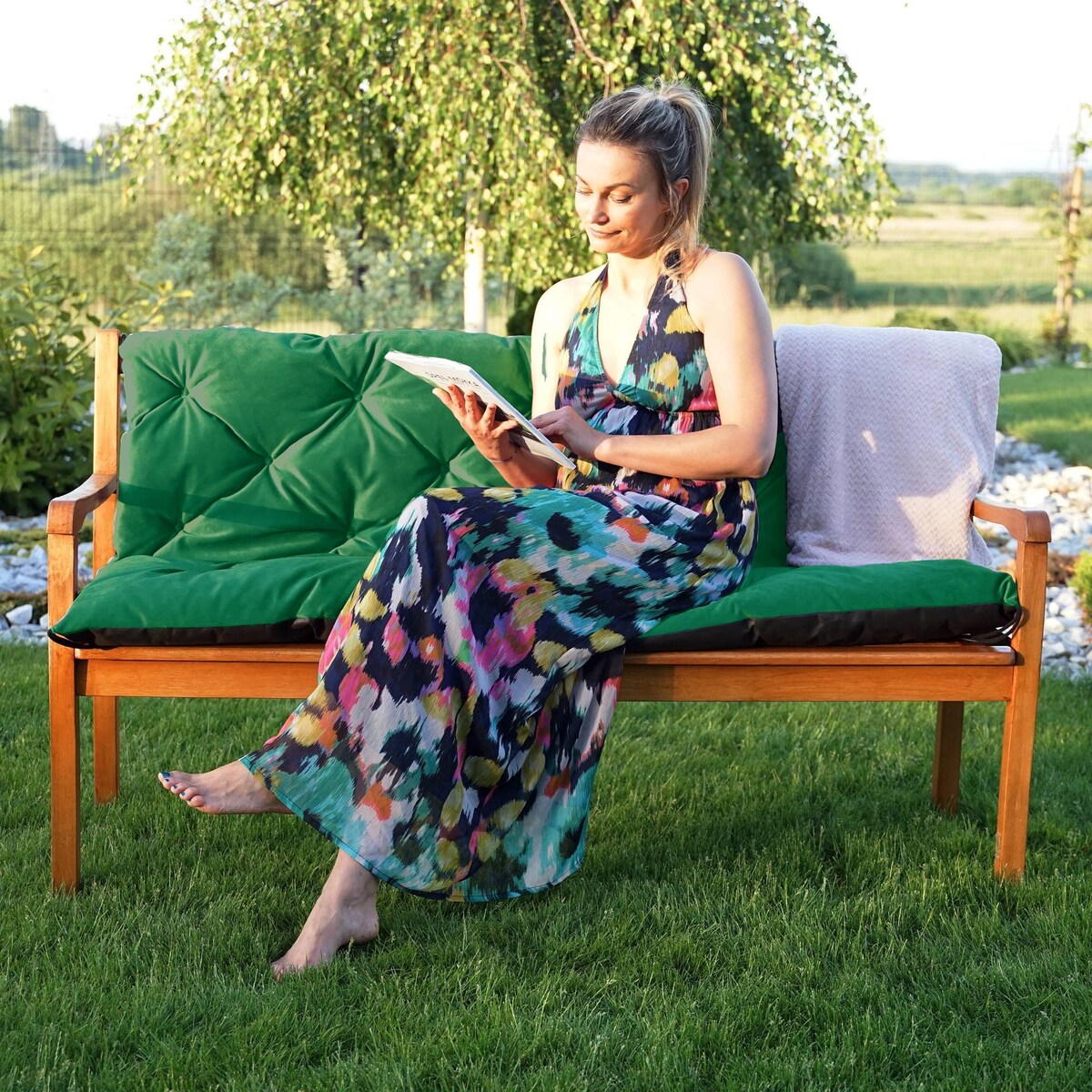 Poduszki na meble ogrodowe z oparciem, 180x50x50 cm, Zielony